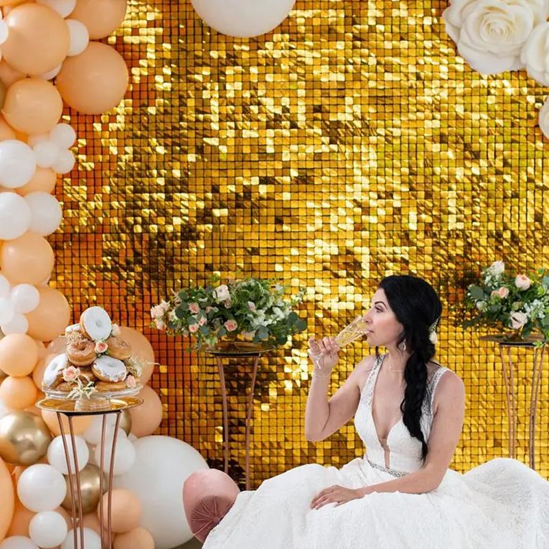 1PC Square Sequin Home Decor Bachelorette Party Backdrops Wall Background Curtain Birthday Party Decor 1*2m