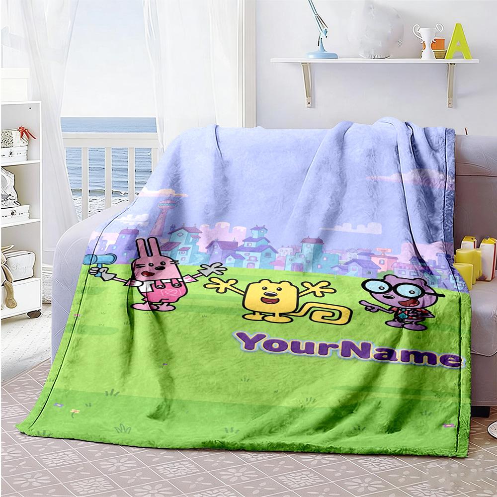 Wow! Wow! Wubbzy Personalized Name Blanket Throw Customizable Blanket Soft Warm Cozy Throw For Seaside Nap Livingroom Picnics Ideal for All Seasons