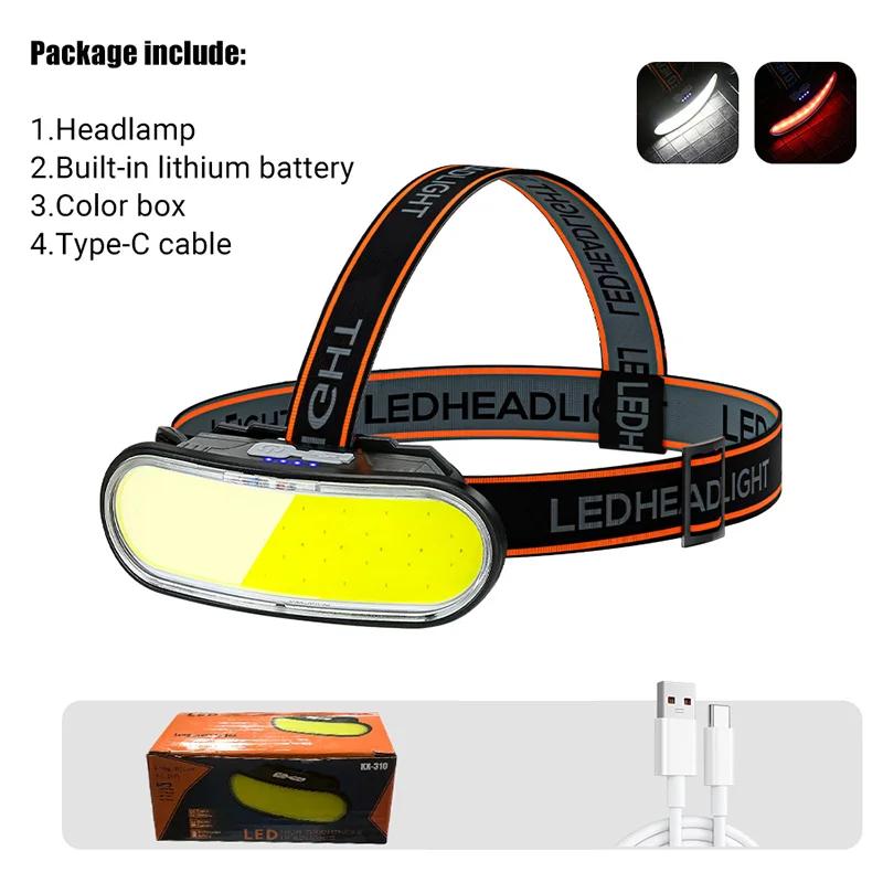 XIWANGFIRE KX-310 COB+LED Headlamp USB Rechargeable Floodlight Head Lamp Waterproof for Camping Hiking Fishing Hunting Adventure