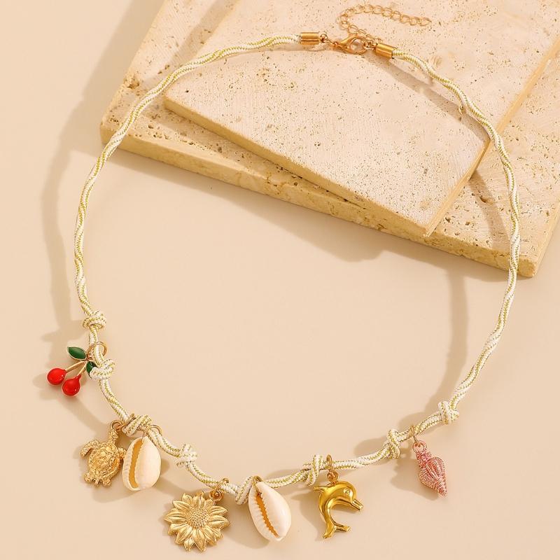 Summer Vacation Jewelry Bohemian Inspired Shell Starfish Pendants Multi Strand Necklace Handmade Gift For Her