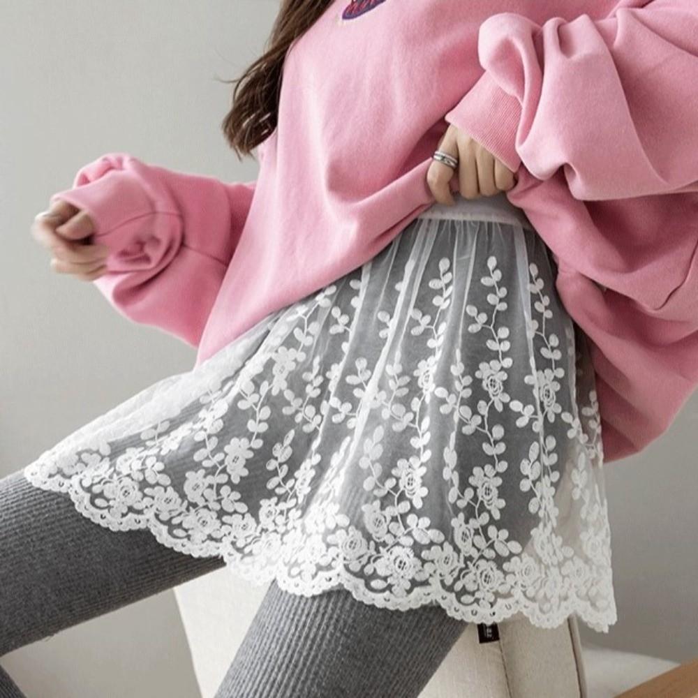 Transparent Lace Underskirt Slips High Waist Lining Petticoat Women  Spring