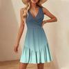 Women's V-Neck Waisted Floral Print Sleeveless Hem Spliced Dresses
