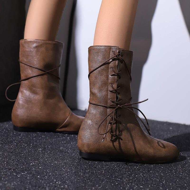 Women's Flat-bottomed Short Boots Autumn and Winter New Comfortable Large-size Casual Short Boots