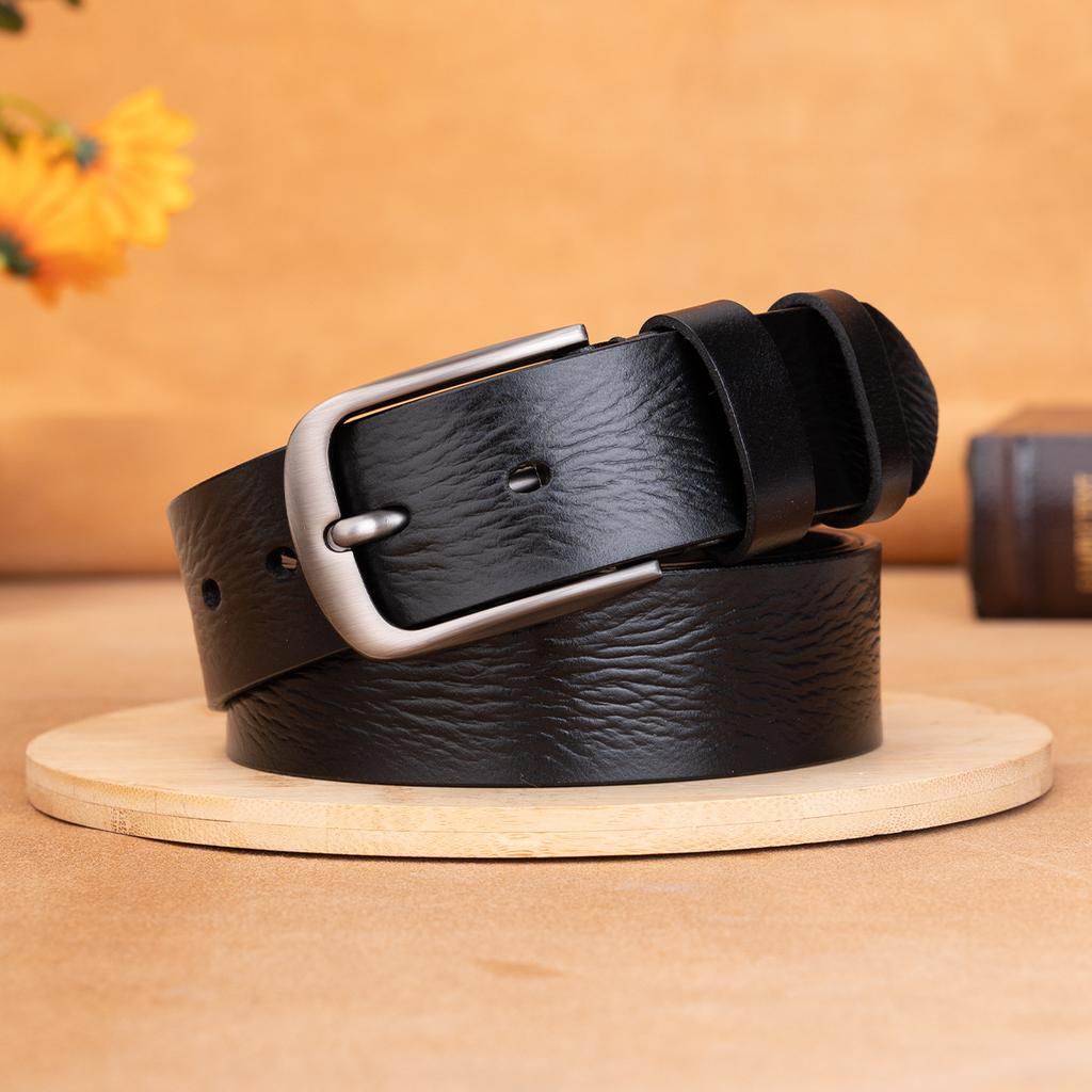 Belt First Layer Cowhide Genuine Leather Versatile Tree Paste Leather Pin Buckle Retro Belt Middle-Aged And Young Men'S Belt