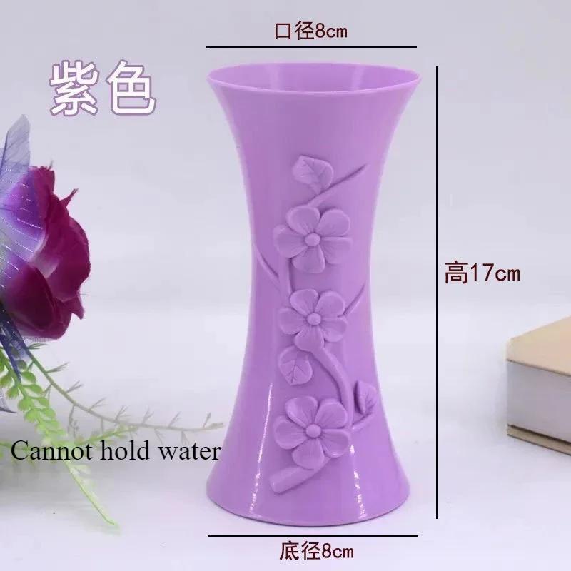 Pot Container Plastic Embossment Vase Flower Arrangement Home Office Table Decor Home Decoration Nordic Vase Flower Vase