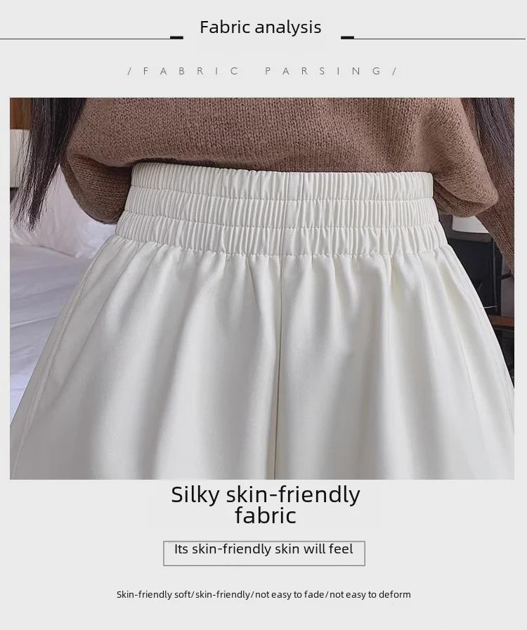 Women's High-Waist A-Line PU Leather Shorts - Brown, Autumn/Winter 2023, Fashionable Slim Wide-Leg Design for Outerwear with Boots.