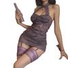 Sex underwear Chinese purple neck strap chest pad cheongsam pure lace sexy slim hip skirt ny passion