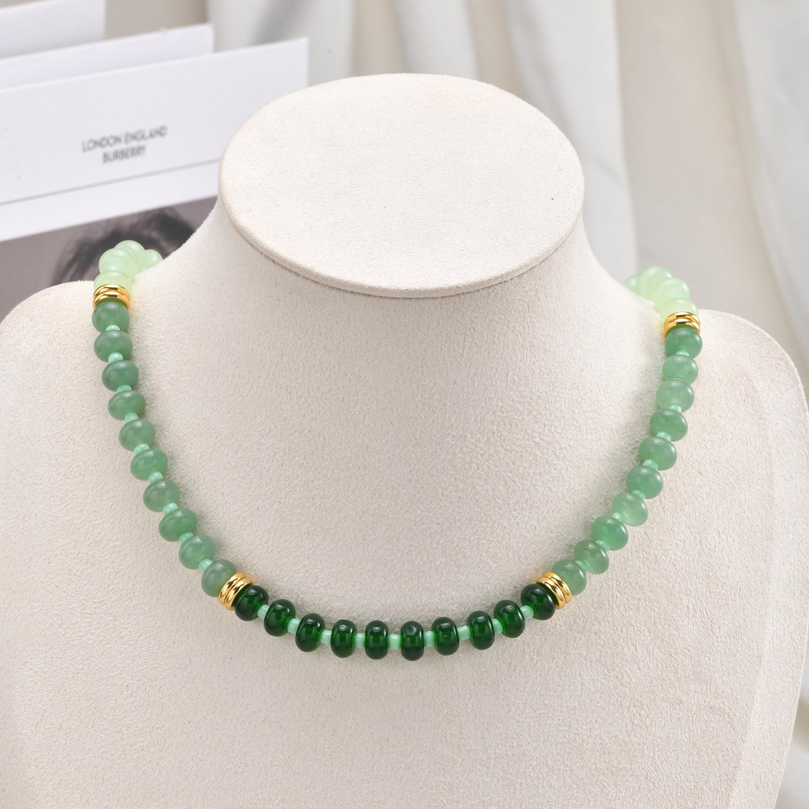 

Boho Colorful Natural Stone Beads Necklace for Women, Waterproof Stainless Steel Fashion Clavicle Chain, Aesthetic Y2K Jewelry