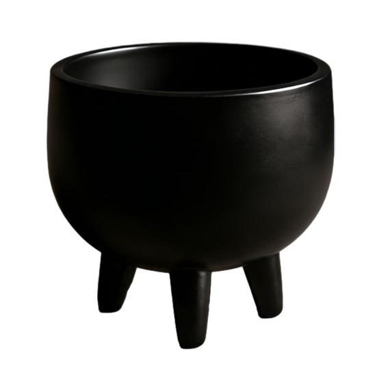 

Flowerpot Ornaments 3D Printed Wide Mouth Large Capacity Planter Matte Three-Legged Elevated Base Flower Pot for Indoor Outdoor чорний