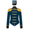 Womens Ringmaster Costume Circus Carnival Party Long Sleeve Stand Collar Fringe Shoulder Jacket Coat Hat Set