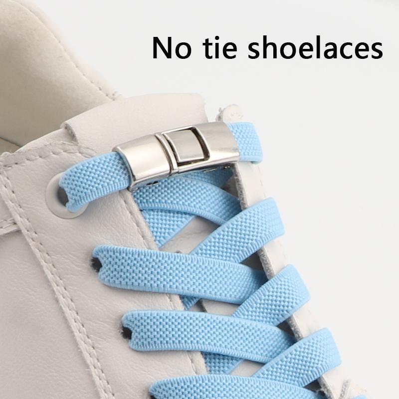 Running Shoelaces Without Ties Flat Elastic Lace for Basketball No Tie Shoelace Press Lock Shoe Laces Clip for Kids Adult New
