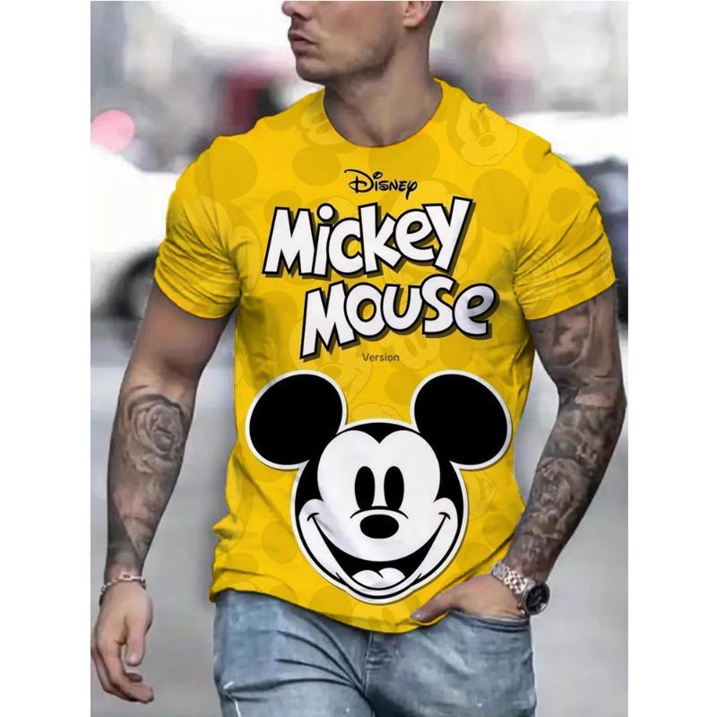 

Літні Повсякденні Футболки для Чоловіків Disney Висока Якість Принт Мишеня Міккі Бренд Футболки Класичні Чоловічі Щоденні З Коротким Рукавом Круті Топи 4XL