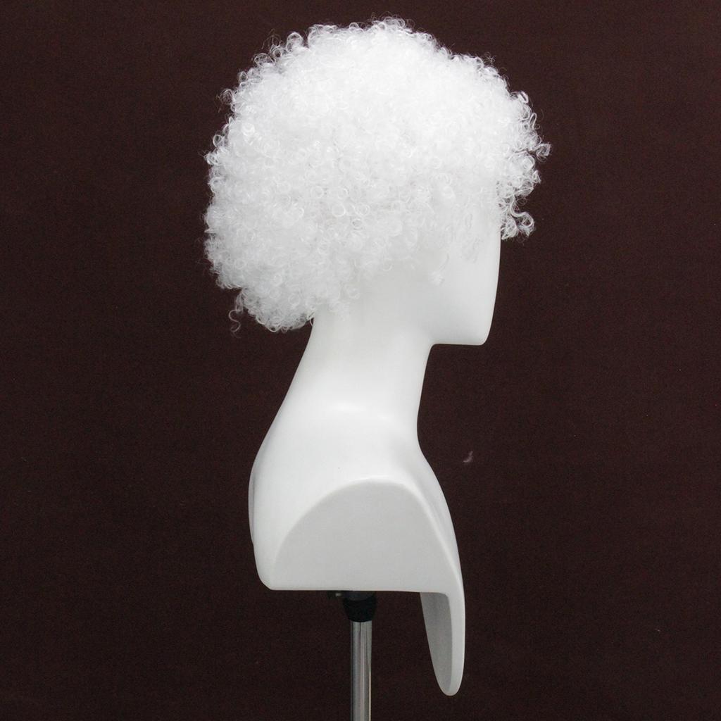 White Fluffy Small Curled Short Hair Synthetic Wig | Grandpa White Hair Clown Figure Cos Special
