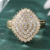 Fashion Classic Paved Synthetic Zirconia Geometry Ring for Women Elegant Golden Plated Banquet Wedding Jewelry Accessories Gifts