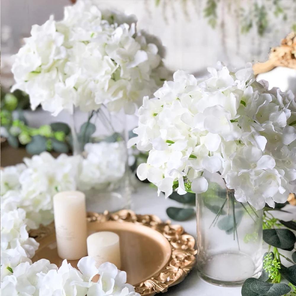 6 szt. Sztuczne Kwiaty Hortensji z Łodyżką Jedwabna Hortensja Sztuczny Kwiat do DIY Kwiatowe Środki Stołu Weselnego Dekoracja Domowego Przyjęcia