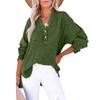 Women’s Fashion Loose Fit Long Sleeve Pullover Shirt Top with Button Front and Ruched Detailing for Casual Wear