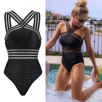 2024 Kvinnor Bikini Body Sexiga Damer Randig Bandage Rygglös Push Up Badkläder Baddräkt Strand Triangel Baddräkt