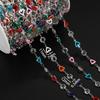 1m Copper Enamel Heart Link Chains Round Charms Handmade Chains for DIY Bracelet Necklace Waist Chain Jewelry Making Chain