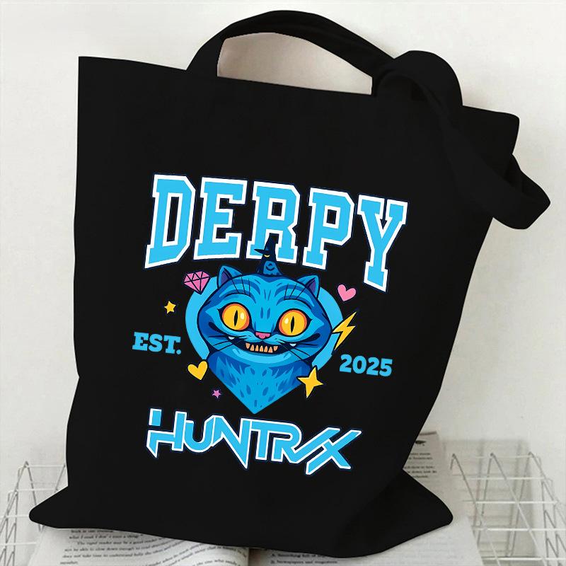 KPOP Skupina Lovců Démonů Taška z plátna s tygřím potiskem Jednoramenná taška crossbody pro studenty Denní nákupní taška tote