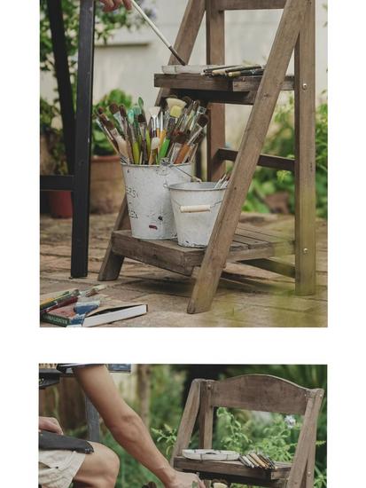 Solid Wood Trapezoidal Flower Stand - American Retro Multi-Layer Shelf