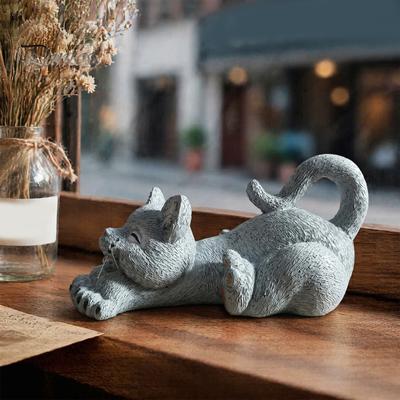 Decorative Resin Figurine for Coffee Shop Stretching Kitten Figurine, Cat Statue, Cute Animal Ornament, Sculpture Office Compact Desktop Decoration