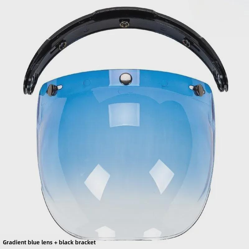 Japanese Three-Button Bubble Lens Motorcycle Helmet