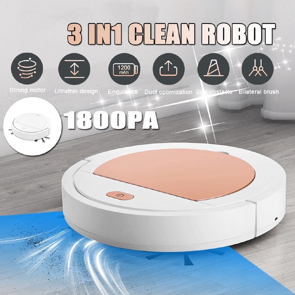 3W New Smart Sweeping Home Strong Power Robot 3 In 1 Robot Floor Cleaner Robot Vacuum Cleaner 1800 Pa