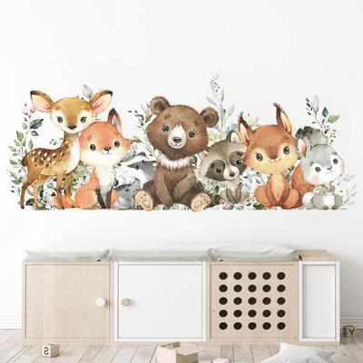 1Pc Cartoon Cute Bear Deer Smiling Animal Wall Stickers for Bedroom Living Room Nursery Decoration Wall Decals Kids Room Decor