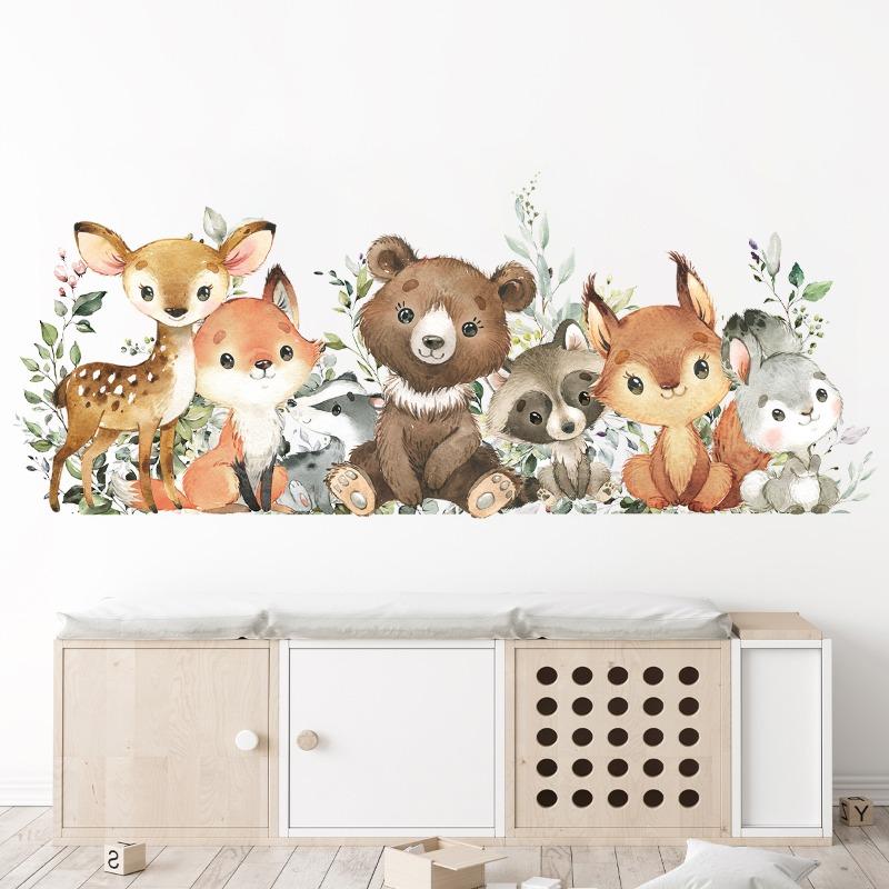 1Pc Cartoon Cute Bear Deer Smiling Animal Wall Stickers for Bedroom Living Room Nursery Decoration Wall Decals Kids Room Decor