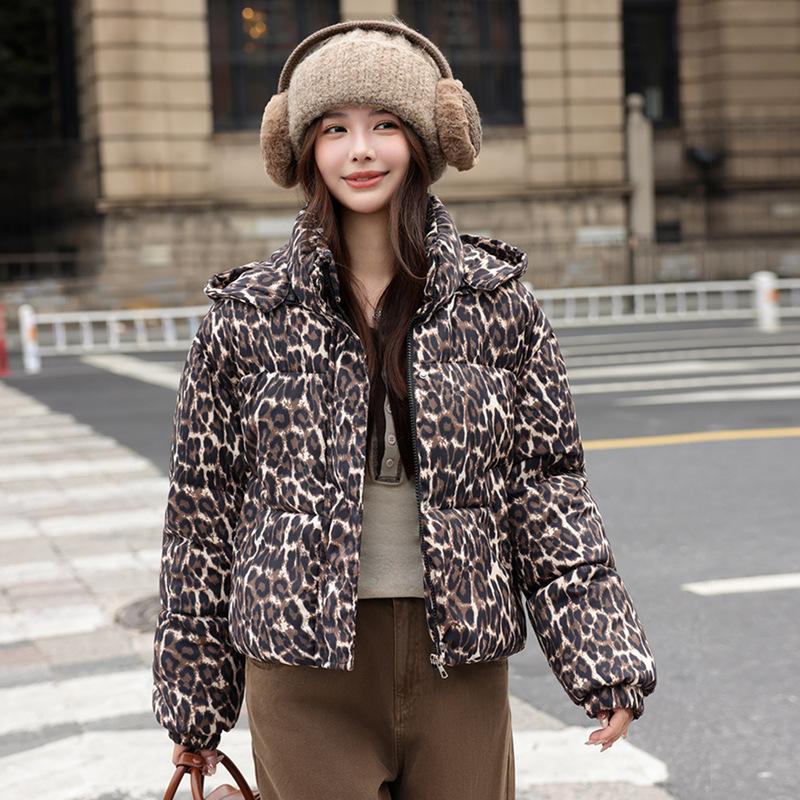 Bread Clothing Thickened Leopard Print Cotton-padded Jacket Loose Niche Down Cotton-padded Clothing Women's Winter Jacket
