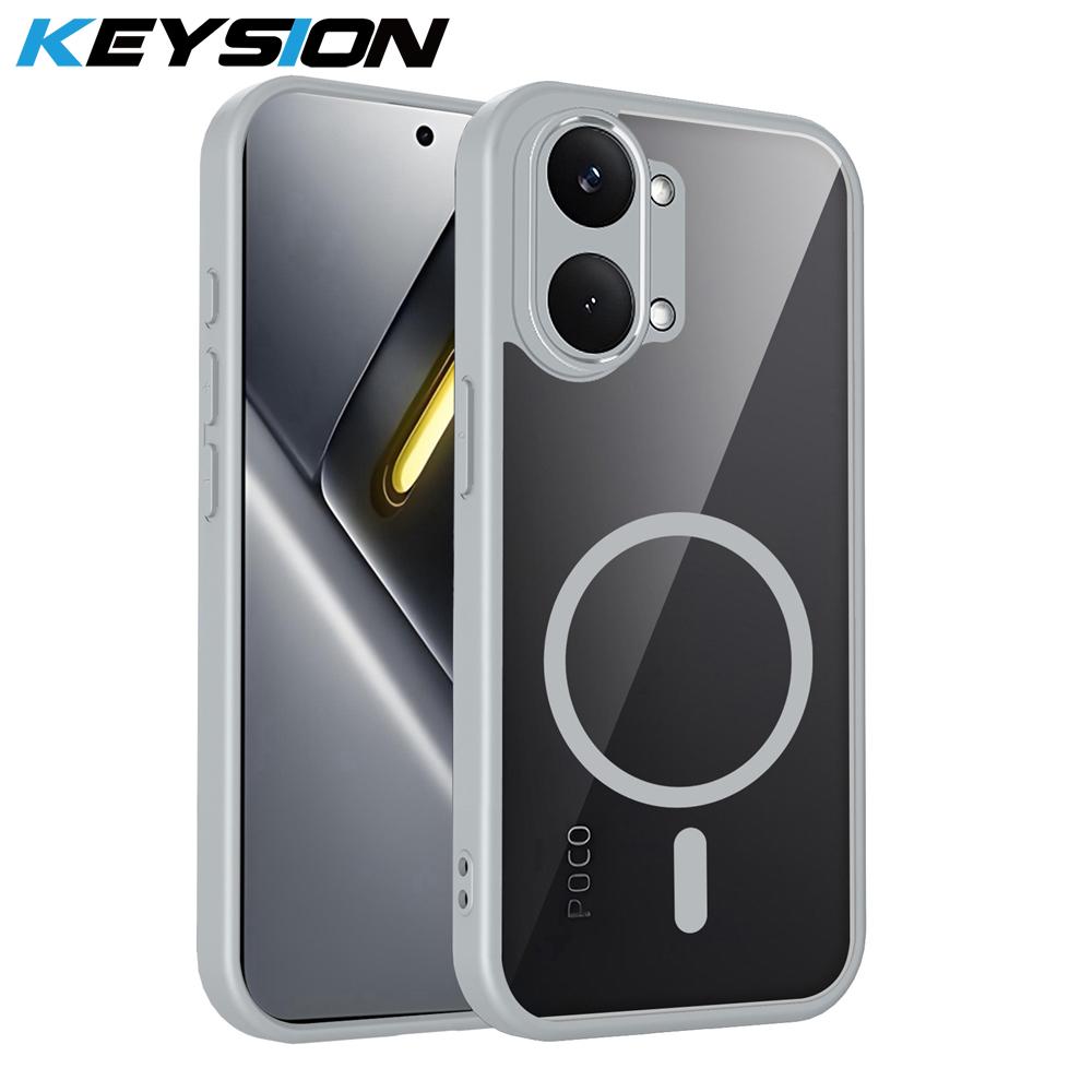 KEYSION Transparent Magnetic Phone Case for Xiaomi POCO X8 Pro Max Silicone+PC HD Clear Shockproof Back Cover for POCO X8 Pro