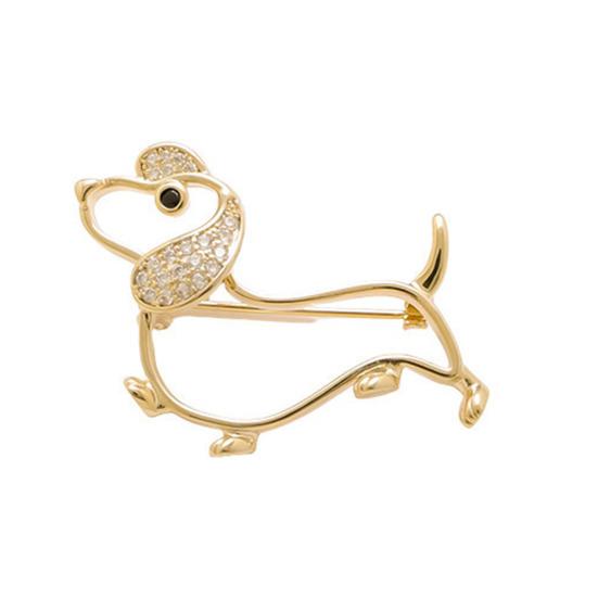 Women Brooch Hollow Design Smooth Polish Puppy Shape Lapel Pin Zinc Alloy Multi-Purpose Badge Scarf Shawl Bag Accessory