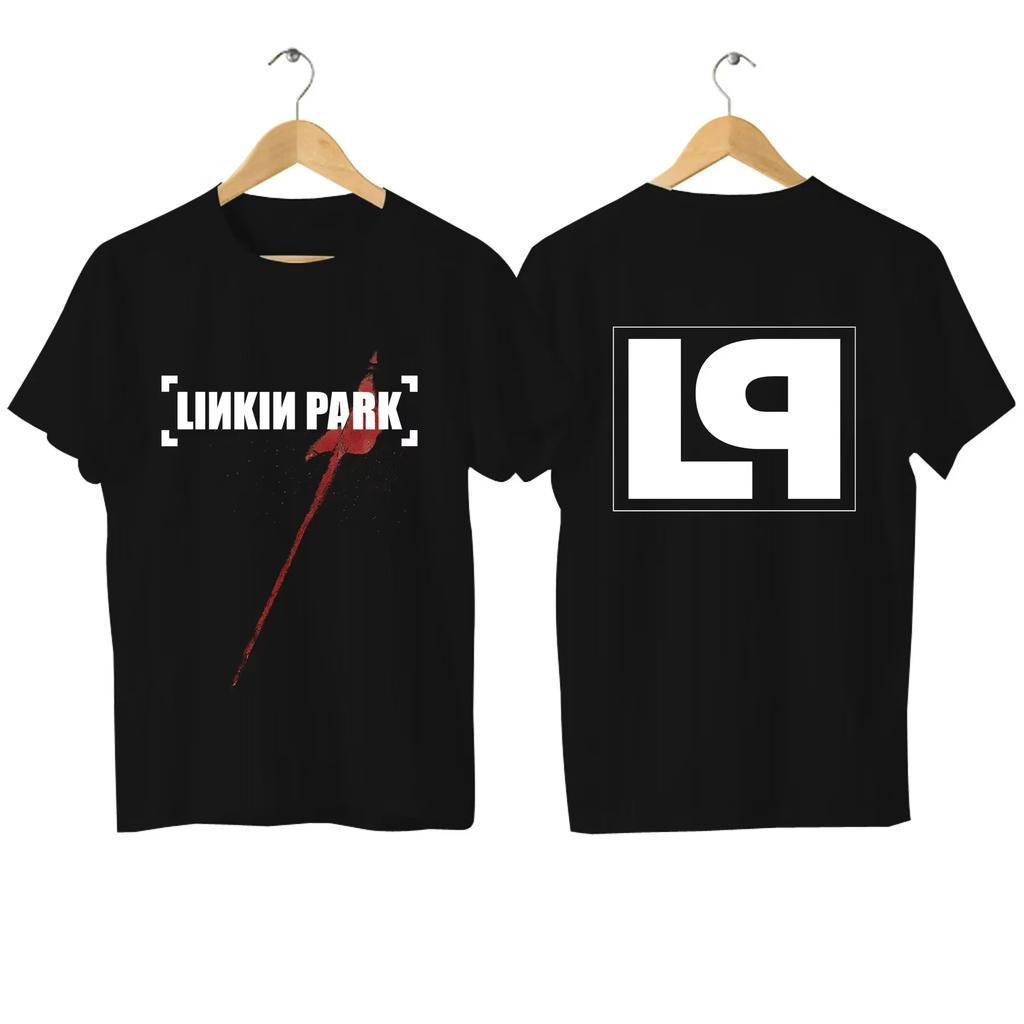 Linkin Hybrid Theory Red Flag Park 2024 Męska Bawełniana Luźna Koszulka Casual Wygodna Oddychająca Streetwear Koszulka z Nadrukiem