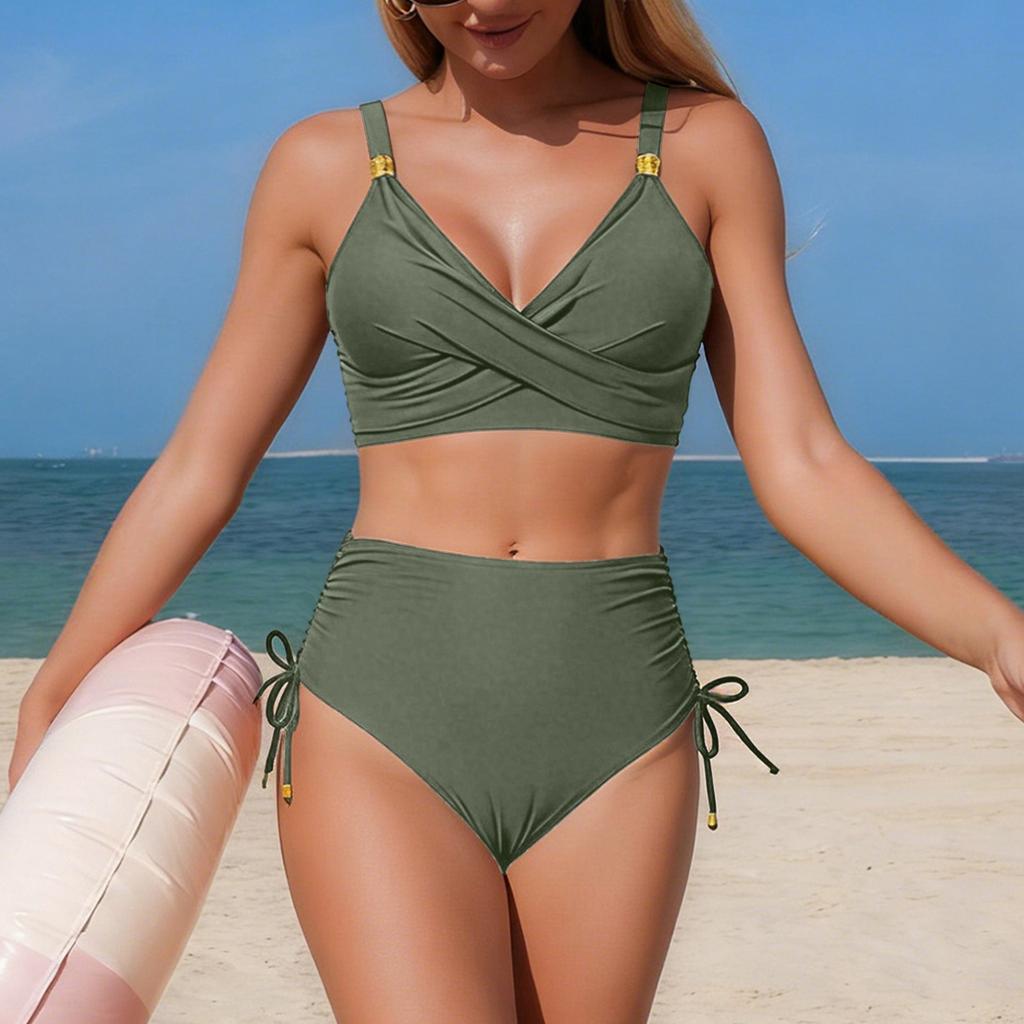 Women's Fashionable Sports High-Waisted Two-Piece Swimsuit