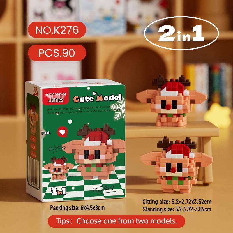 Christmas-Themed Lego-Compatible Building Blocks: Tree, Reindeer & Santa Set