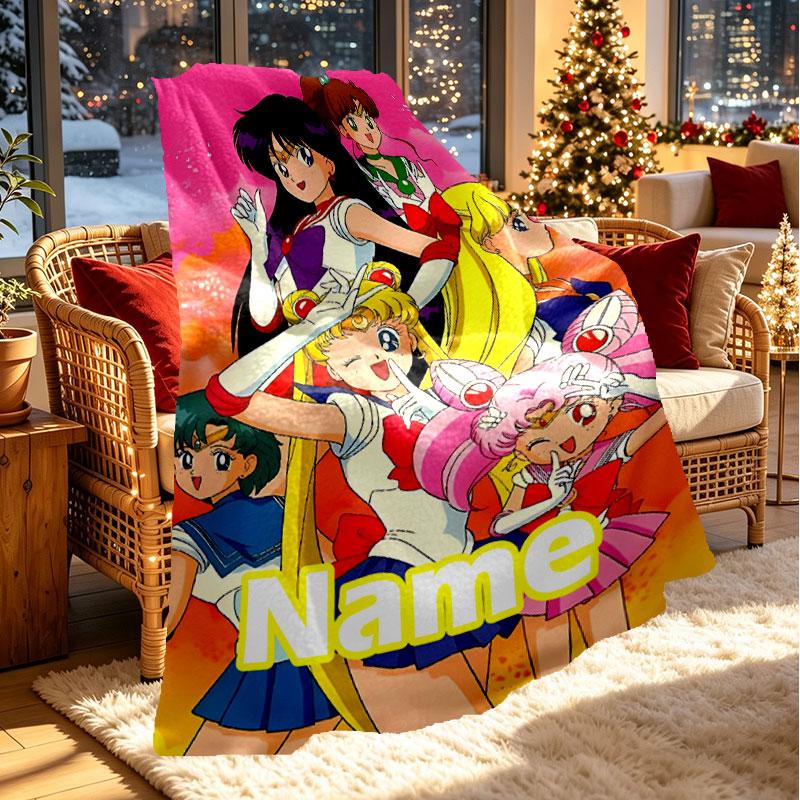 Benutzerdefinierte personalisierte Sailor Moon Druckdecke, Heimdekoration, Schlafzimmer, Sofa, Camping, Couch, Geschenke für Geburtstag Weihnachten