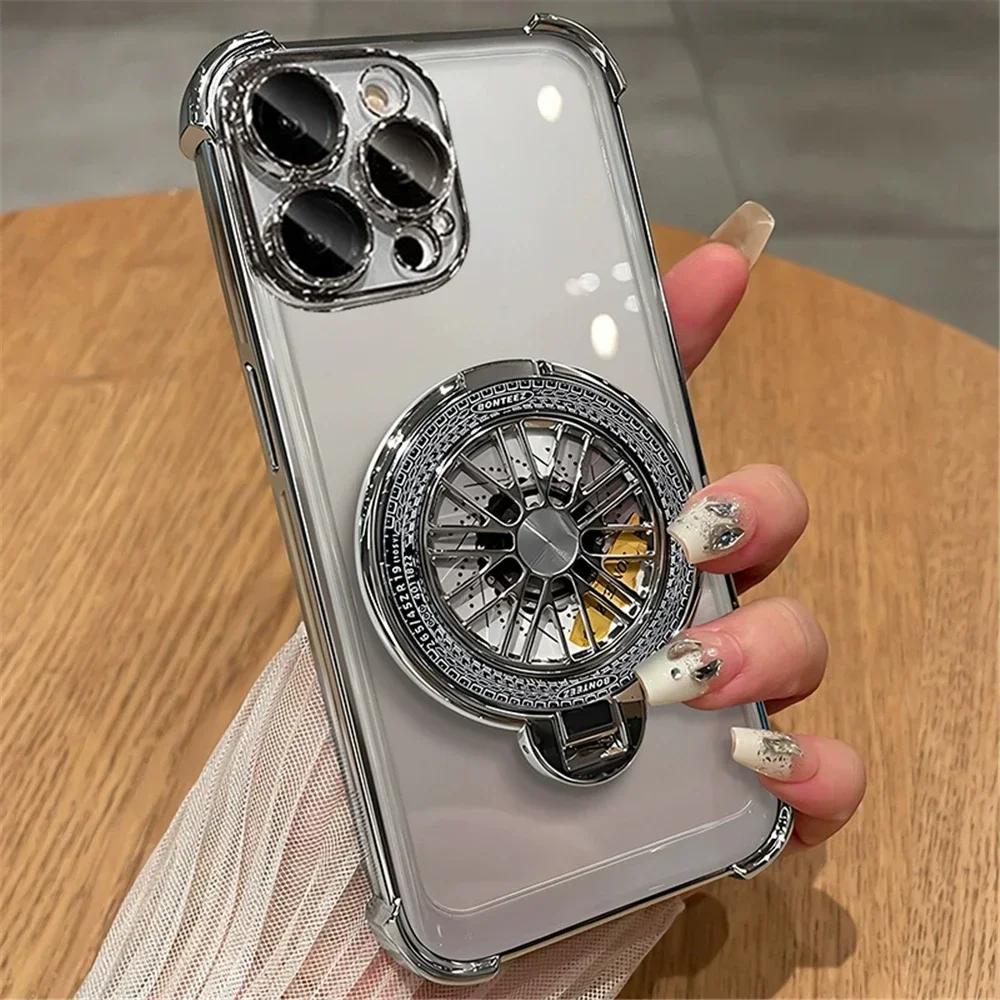 Luxuriöse magnetische rotierende gyroskopische Halterung Handyhülle für Xiaomi 13T 12T Pro 14 13 12 12S 12X Galvanisierungs-Transparente Stoßfängerabdeckung