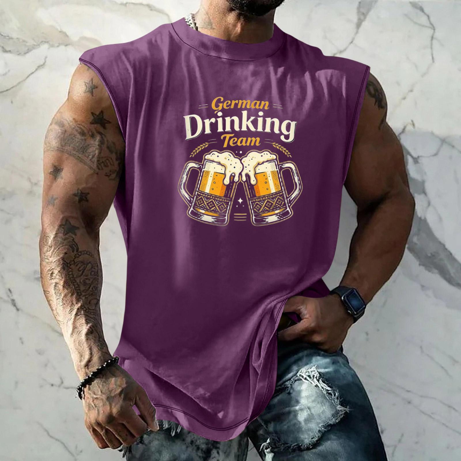 

Men Sleeveless Tank Top Loose Fit Casual Streetwear Sport Vest with Unique Texture Print Suitable for Festival Holiday Daily Wear M фиолетовый