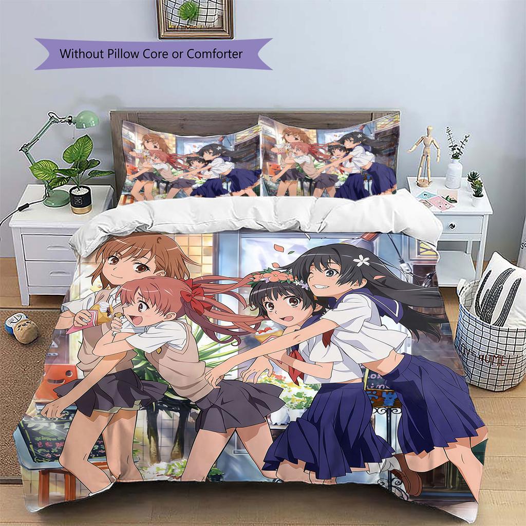 Scientific Railgun Pattern Bedding Quilt Set Quilt Cover Pillowcase Home Decoration Birthday Gift (1 * duvet cover + 2 * pillowcase, without core)