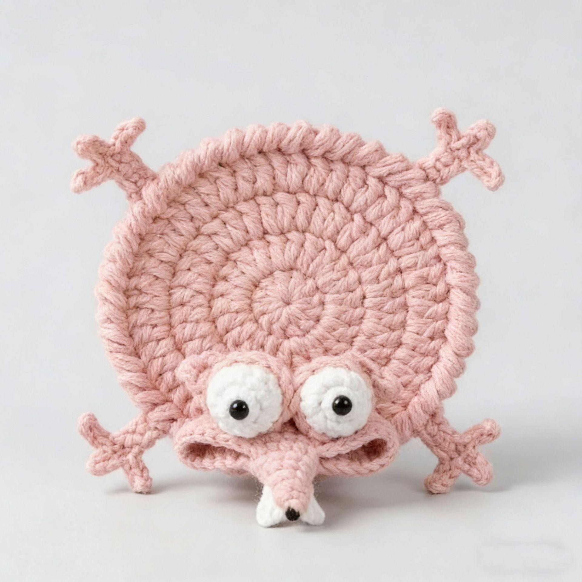 

Funny Crochet Squirrel Coasters, Funny Woven Coaster, Cute Squirrel Shaped Mug Cup Mat, Cute Knitted Desk Accessories рожевий