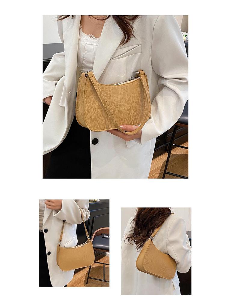 Damenmode Strukturierte Umhängetasche mit Litschi-Muster - Stilvolle, hochwertige Schulterhandtasche
