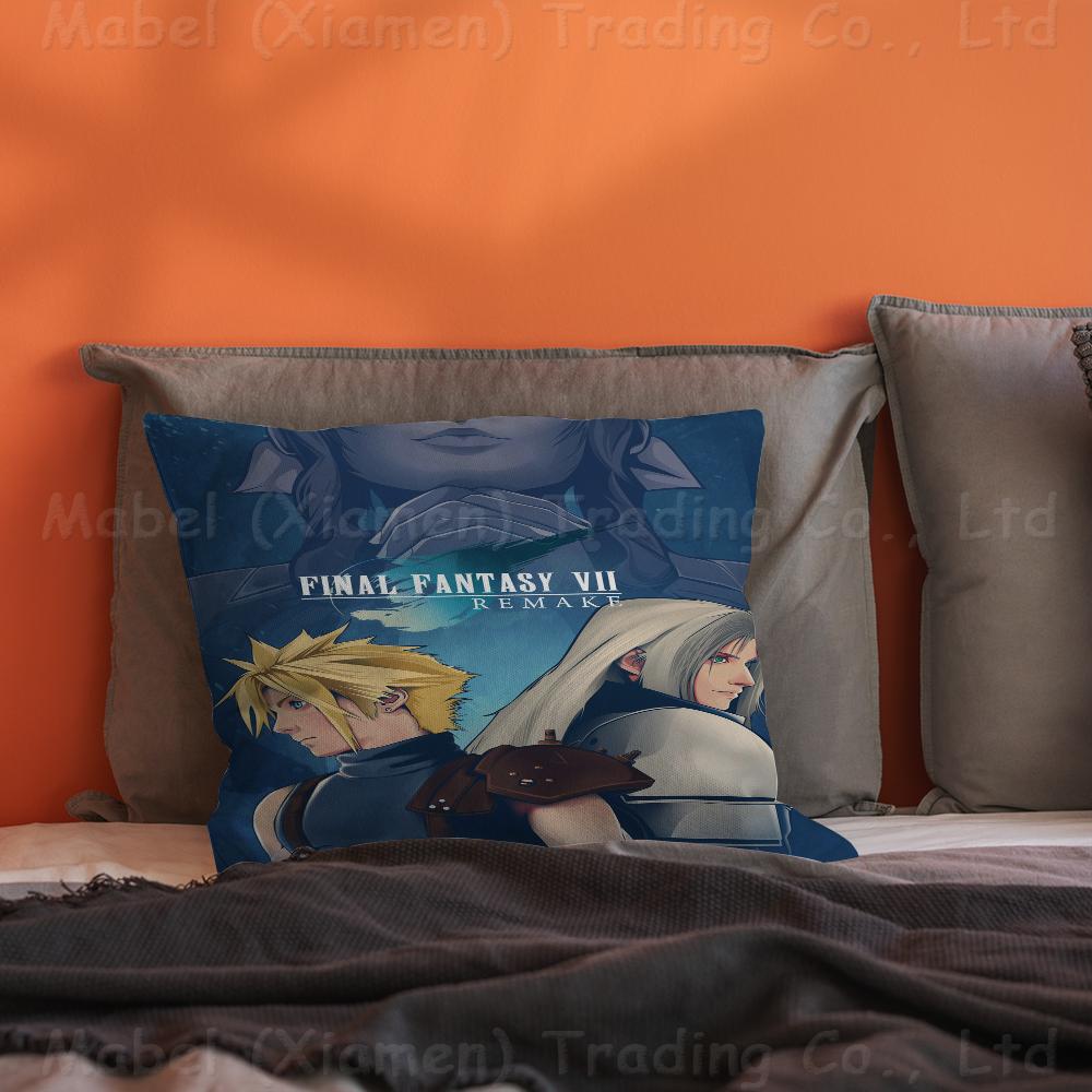 F-Final-F-Fantasy  Pillow Covers Cartoon Sofa Decorative Home Double-sided Printing Short Plush Cute Cushion Cover