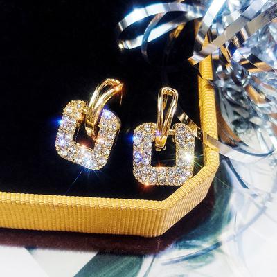 Fashion Square Earrings For Women Jewelry 2024 Trending New Luxury Women's Zircon Earrings Gift