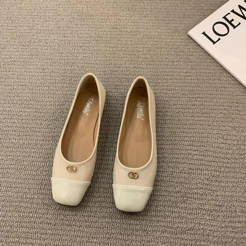 Fashion Flat Shoes for Women 2025 New Spring and Autumn Red Square Toe Work Outdoor Plus Size 44 43 42 Women's Shoes Zapatillas Mujer