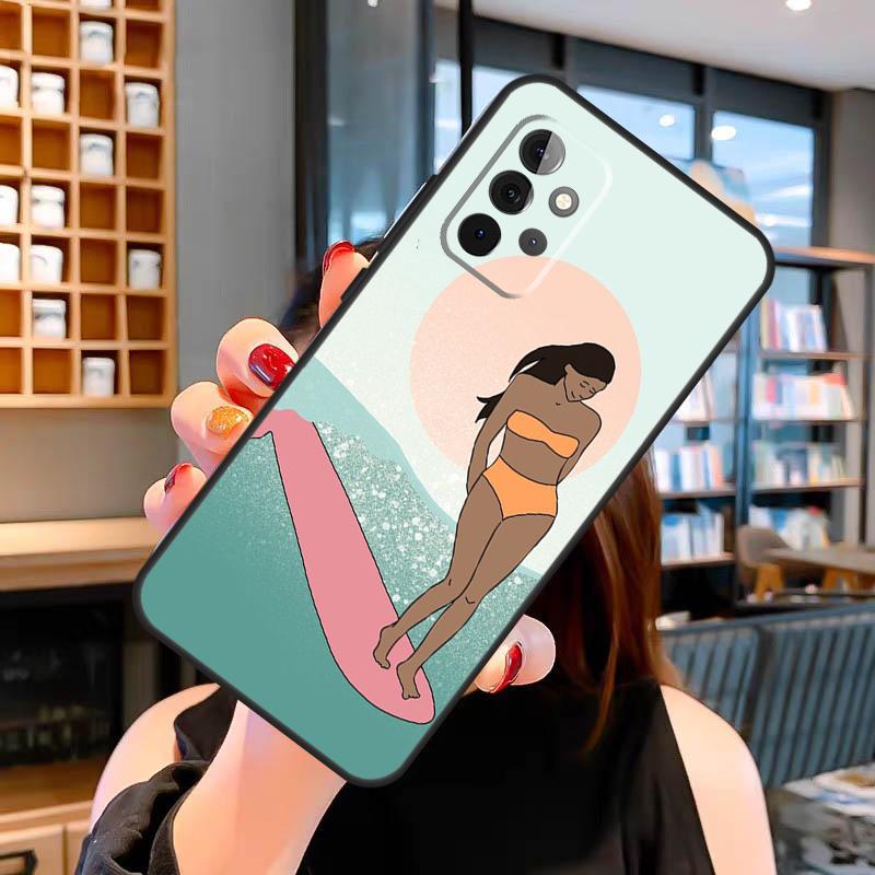 Surfing Art Surf Girl Case For Samsung Galaxy A05 A16 A56 A36 A26 A54 A34 A14 A52 A32 A12 A13 A33 A53 A15 A35 A55