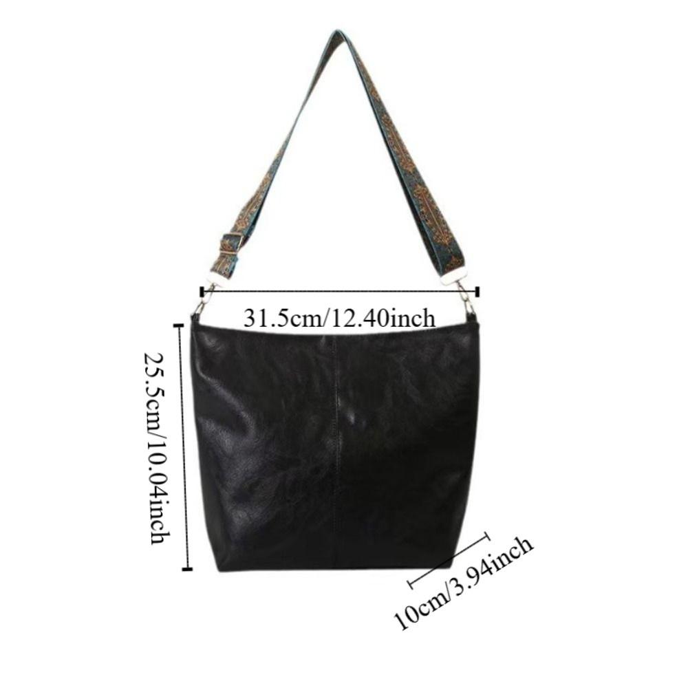 Elegant PU Leather Tote Bag Large Capacity Bucket Bag Ins Vintage Shoulder Bag  Streetwear