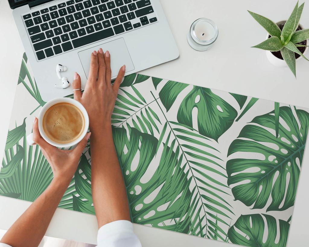 Universal Protective Mat for Computer Equipment Tropical Leaves 90X45 Cm