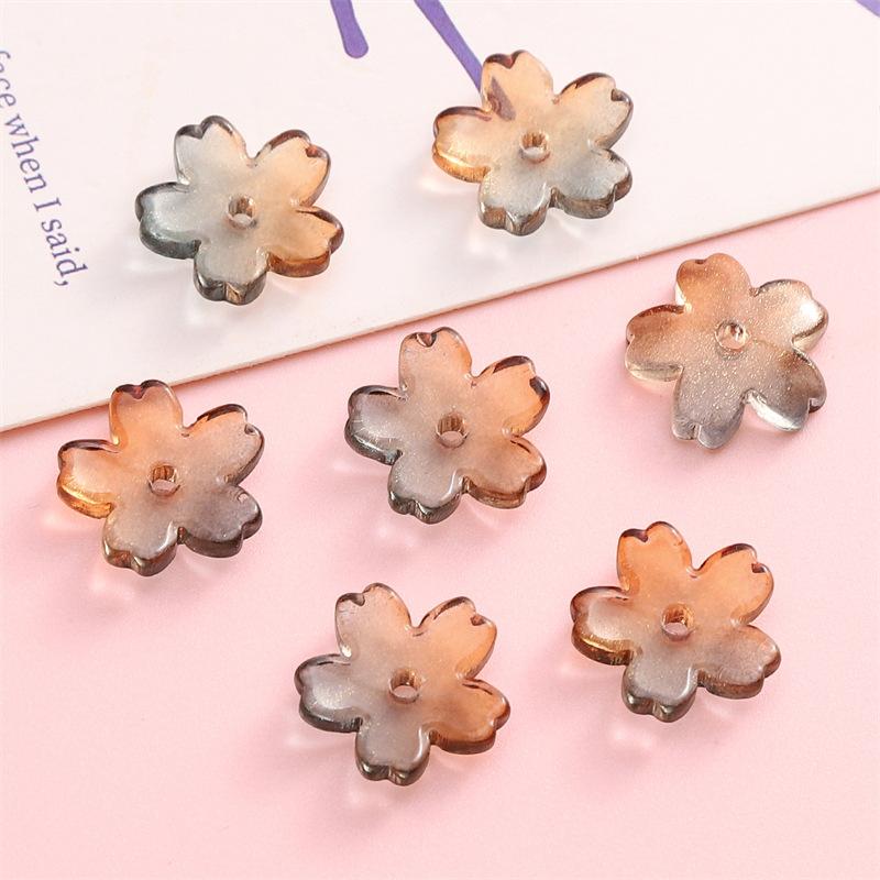 Glass Gradient Cherry Blossom Three-dimensional Accessories Beading Accessories Handmade Diy Bracelet Spacer Beads Accessories Strings Loose Beads