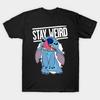 Herren Schwarzes bedrucktes T-Shirt Stitch Stay Weird Lustige Cartoon No-Cut Transferpapier Druck Baumwoll-T-Shirt