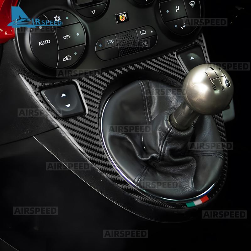 Soft Carbon Fiber Sticker For Abarth 595/695/595C/695C 2012-2015 For Fiat 500 2008-2015 LHD RHD Car Gear Shift Tricolor Trim